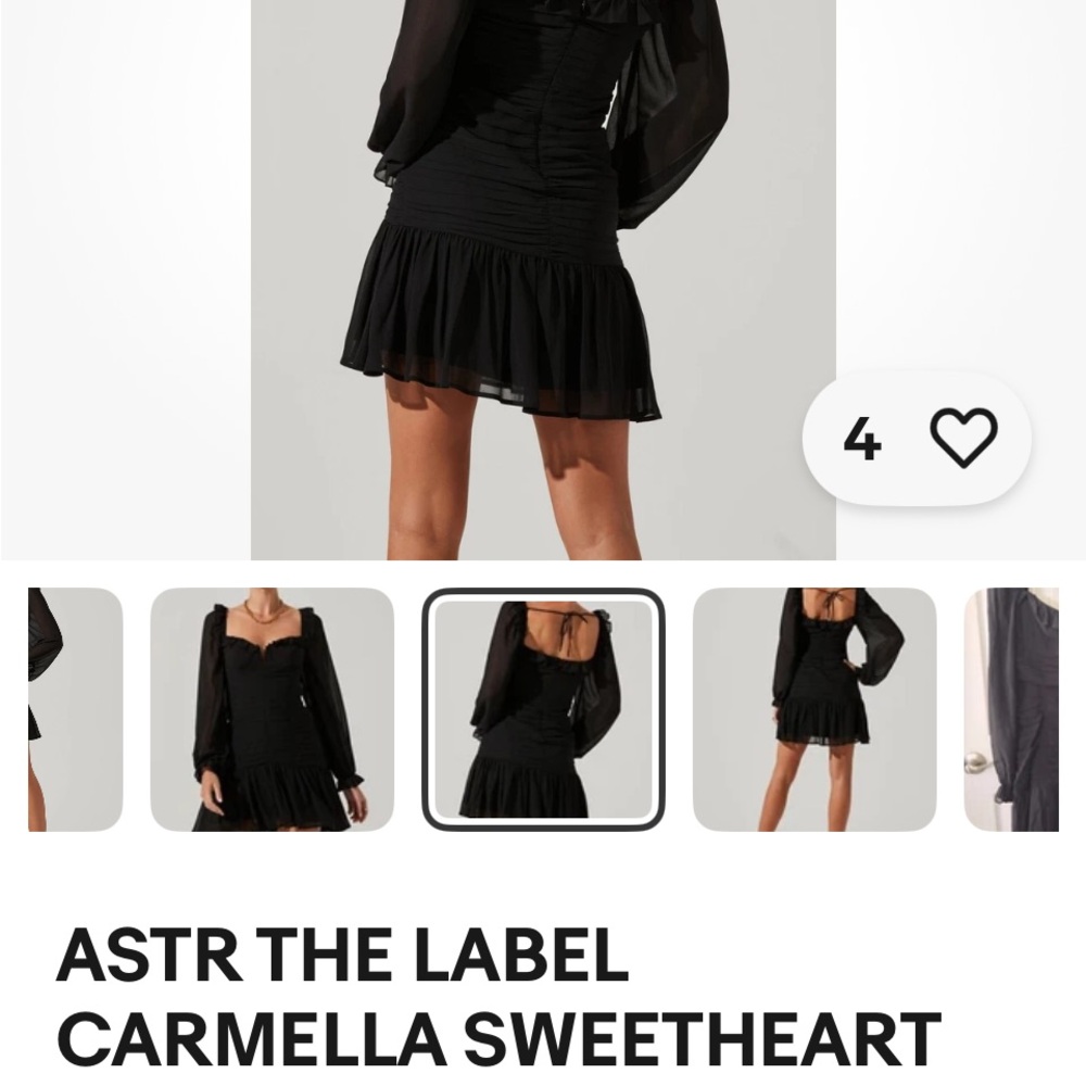 ASTR THE LABEL CARMELLA
SWEETHEART RUCHED LONG SLEEVE
MINI DRESS SMALL - Picture 3 of 11
